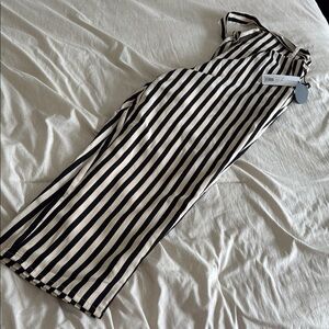Amuse Society Black and Cream Striped Jumpsuit